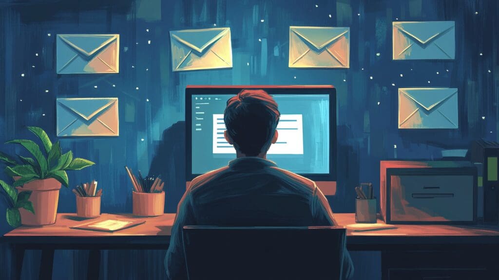 Empreendedor usando e-mail corporativo em sua pequena empresa para melhorar a credibilidade e organização.